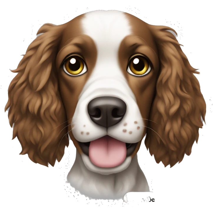 spaniel in a t-shirt with the inscription "CLEAN VIBE" emoji