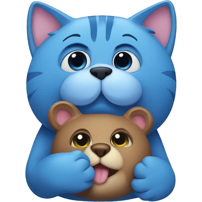 Blue cat with tedy bear emoji