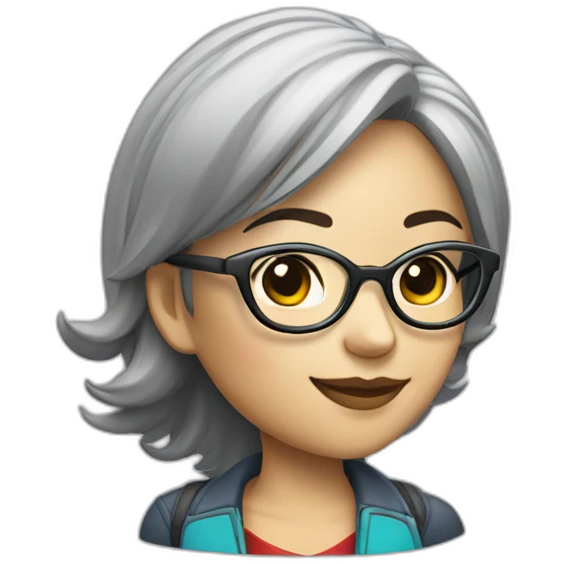 chinese girl in tech conpany with glasses drving red  alfa romeo emoji