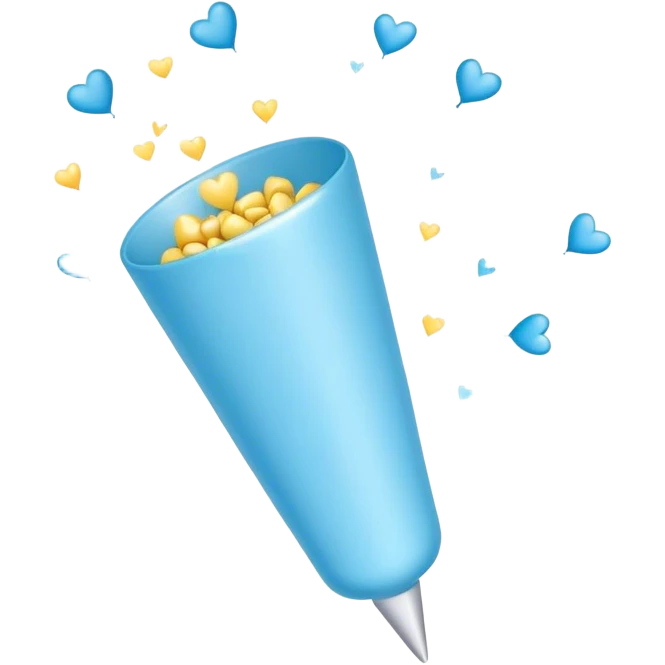 party popper light blue with hears emoji