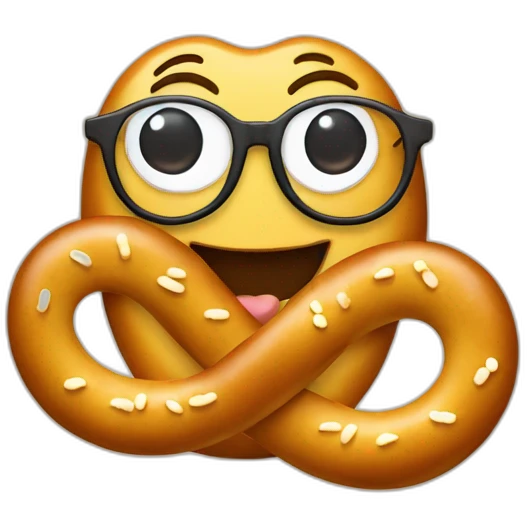 Bretzel with cute smile and glasses emoji