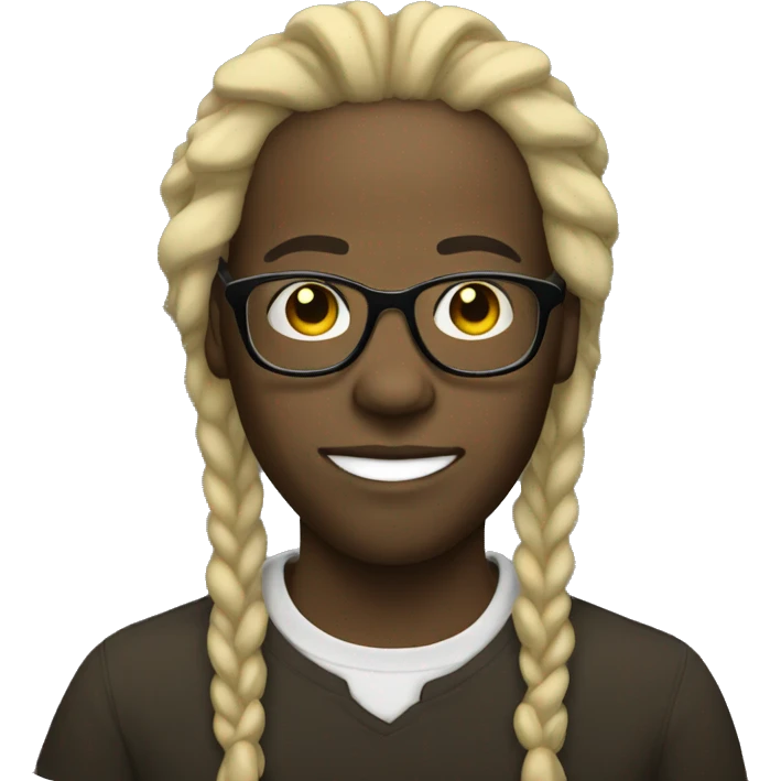 black guy with blonde dreadlocks and glasses emoji