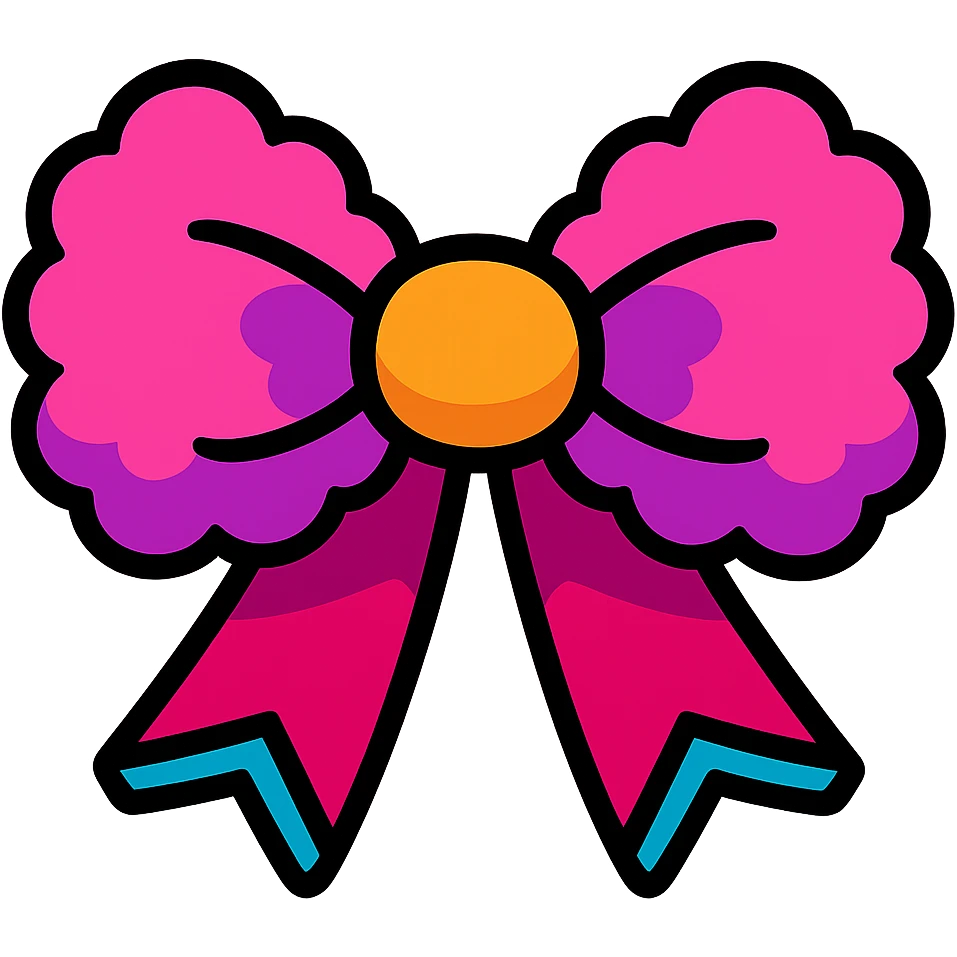 fluffy bow, vibrant colors, cartoon style emoji