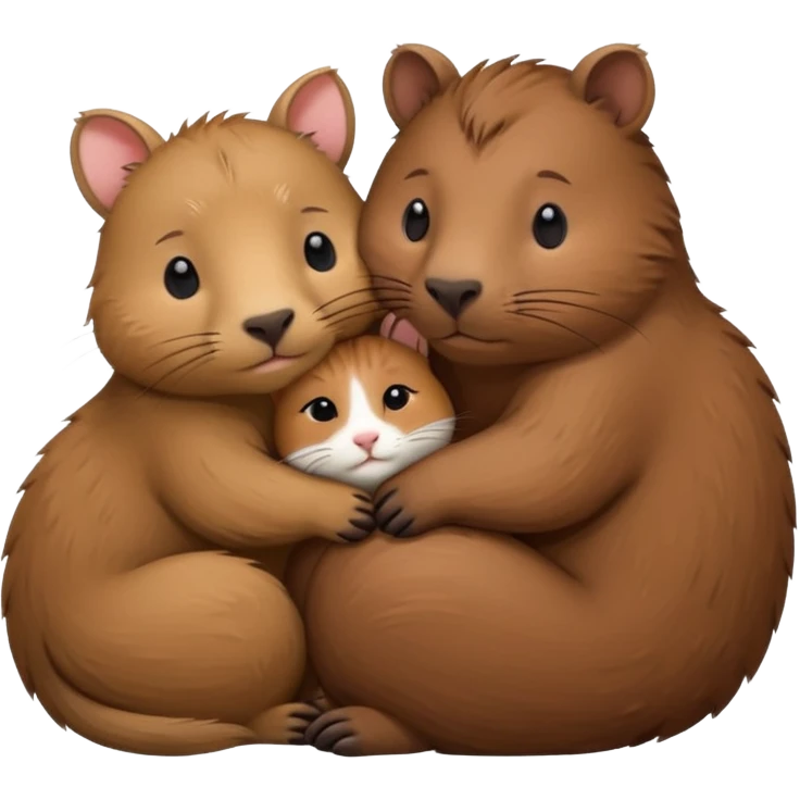 capybara and a cat cudding with each other emoji
