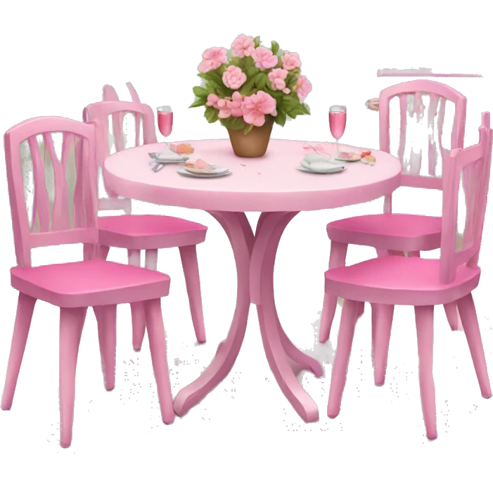 Pink decorated table and chairs emoji
