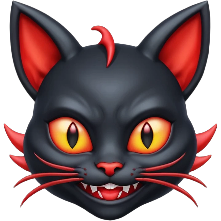 Black devil alien with cat ears smirking emoji