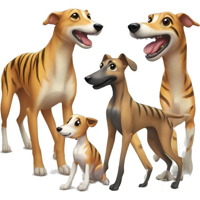 Fawn tiger greyhound playing with people emoji