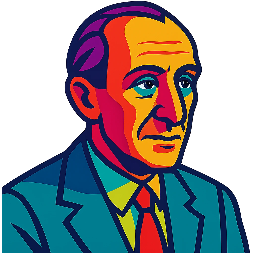 Merleau-Ponty in vibrant toon style, bold colors emoji