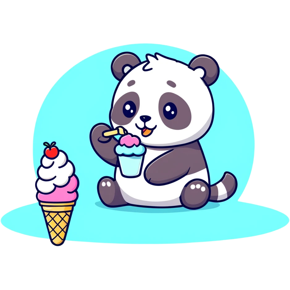 Panda eating ice cream emoji