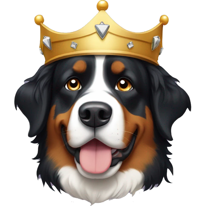 Bernese mountain dog wearing a crown emoji