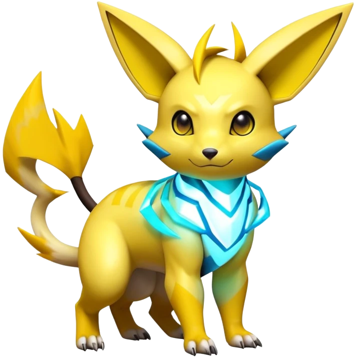 Shiny Futuristic Colorful Pichu-Raichu-Renamon-Zeraora-hybrid-creature emoji