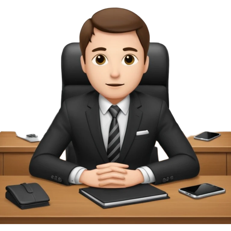 Business man sitting at a desk emoji