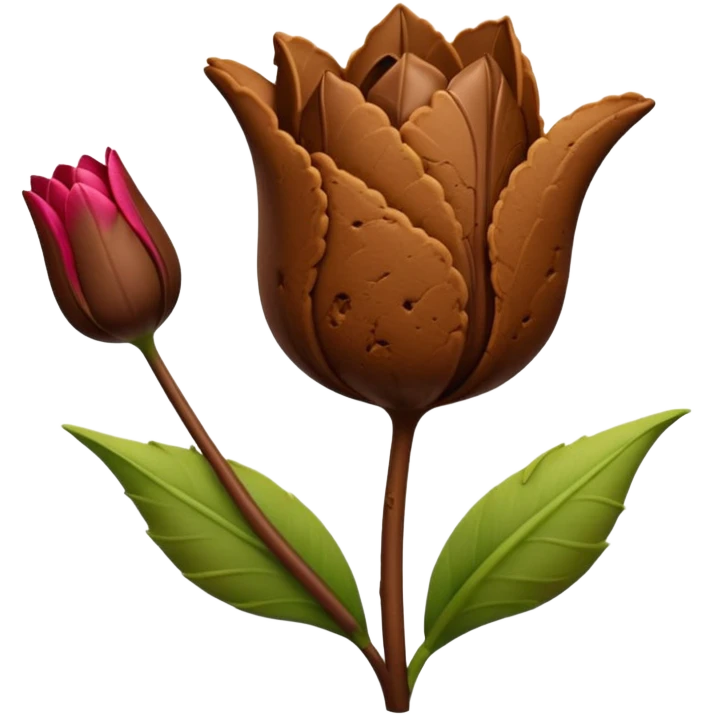 brown emojis of cookie, tulip, leaf, chocolate emoji