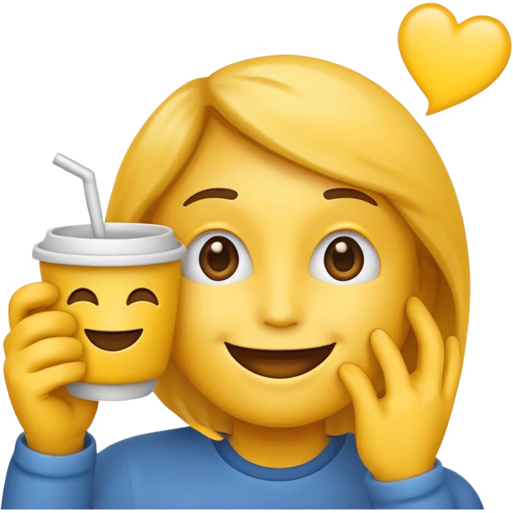  a yellow emoji face that is holding the cup beside the face emoji