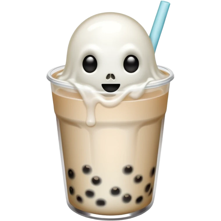 floating ghost holding boba tea  emoji