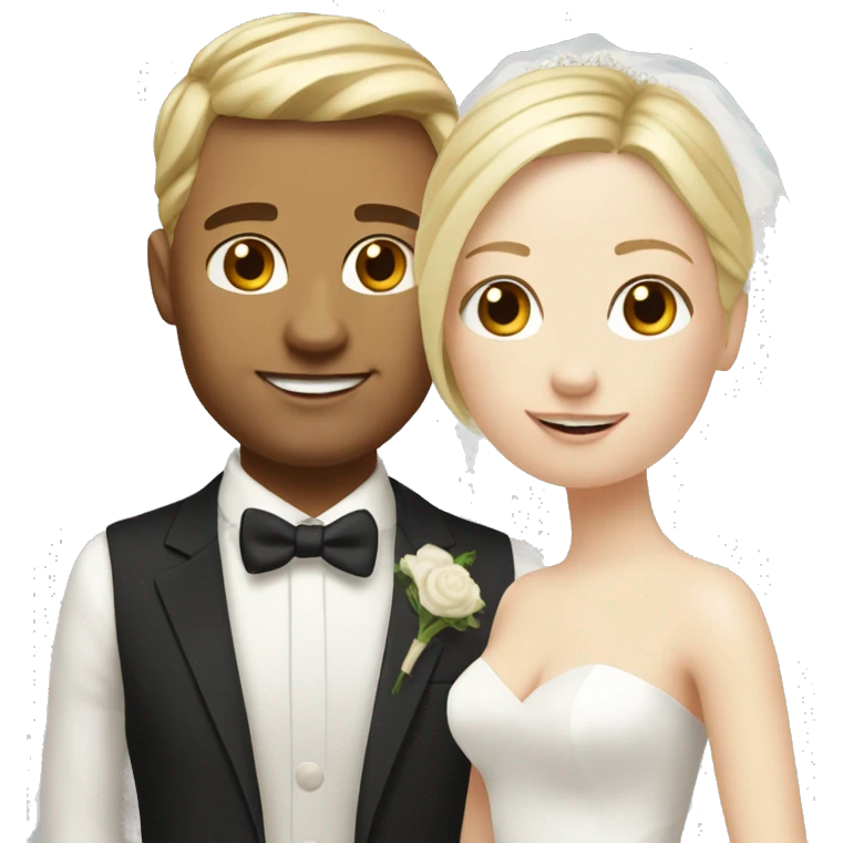 Realistic Wedding couple both with blond hair and fair Skin  emoji
