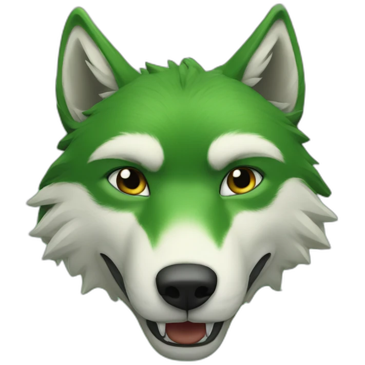 The green wolf's head is a cigarette in his teeth emoji