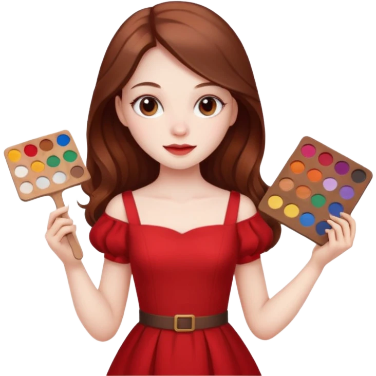 Una chica con una paleta y un vestido rojo y pelo largo emoji