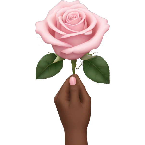 hand holding a single pale pink rose emoji