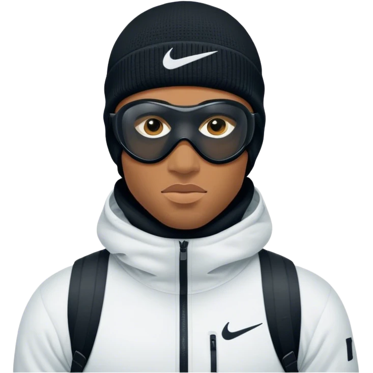 Man Emoji (Lightskin Black) in a nike ski mask emoji