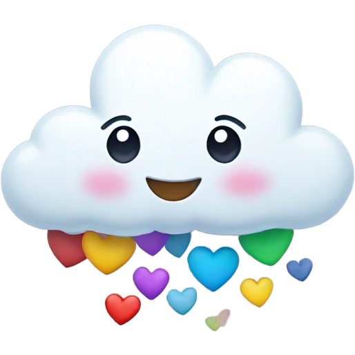 Cute cloud raining down hearts emoji