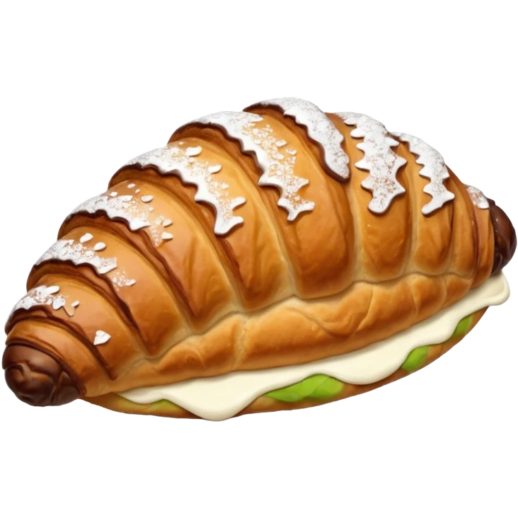 Chocolate croissant with cream emoji
