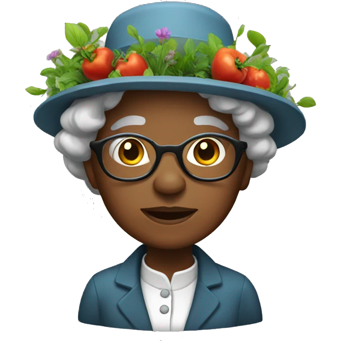 Black old woman scientist with garden hat emoji