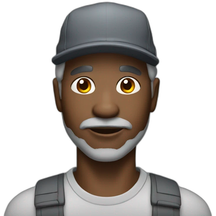 55 years old black  man with grey hair and cap emoji