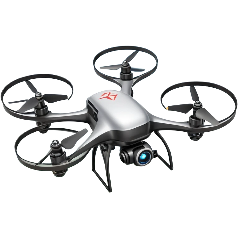 An icon showing a racing quadcopter drone in the foreground, flying at high speed through a course filled with obstacles and checkpoints. Other drones zoom in the background over a dynamic landscape. Transparent background highlights the thrill and precision of drone racing. emoji