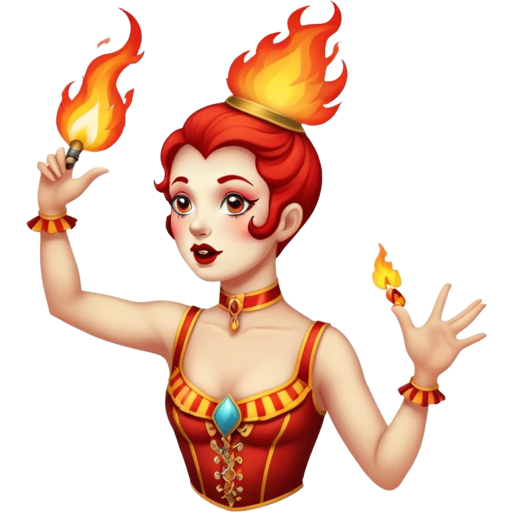 Vintage circus performer breathing fire emoji