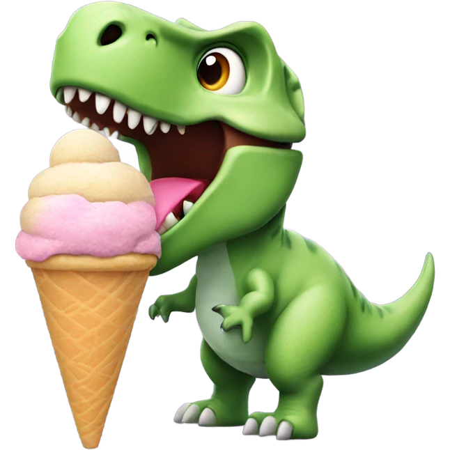 a dinosaur eating an ice cream emoji
