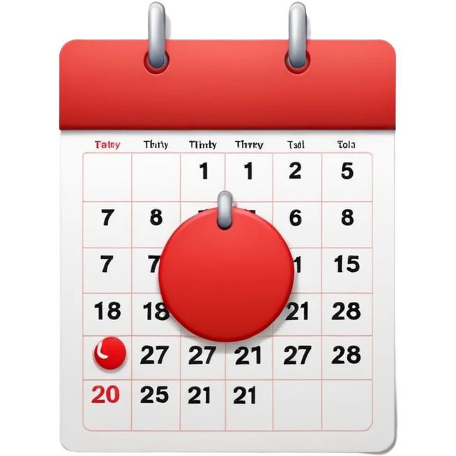 Wall calendar with red circled date emoji