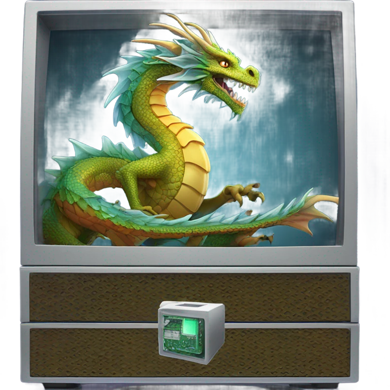 computer with dragon emoji