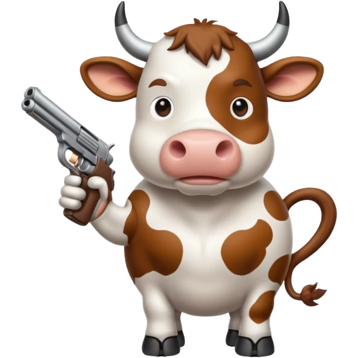 Cow holding a gun emoji
