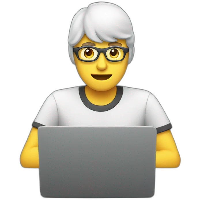 man with a laptop on which a video is being edited emoji