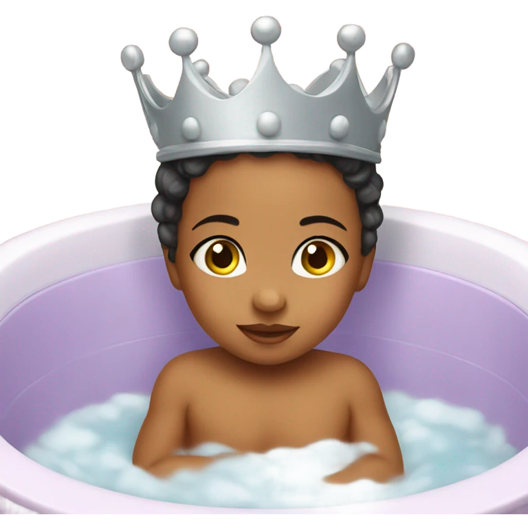 cutе baby girl in the bath with crown emoji