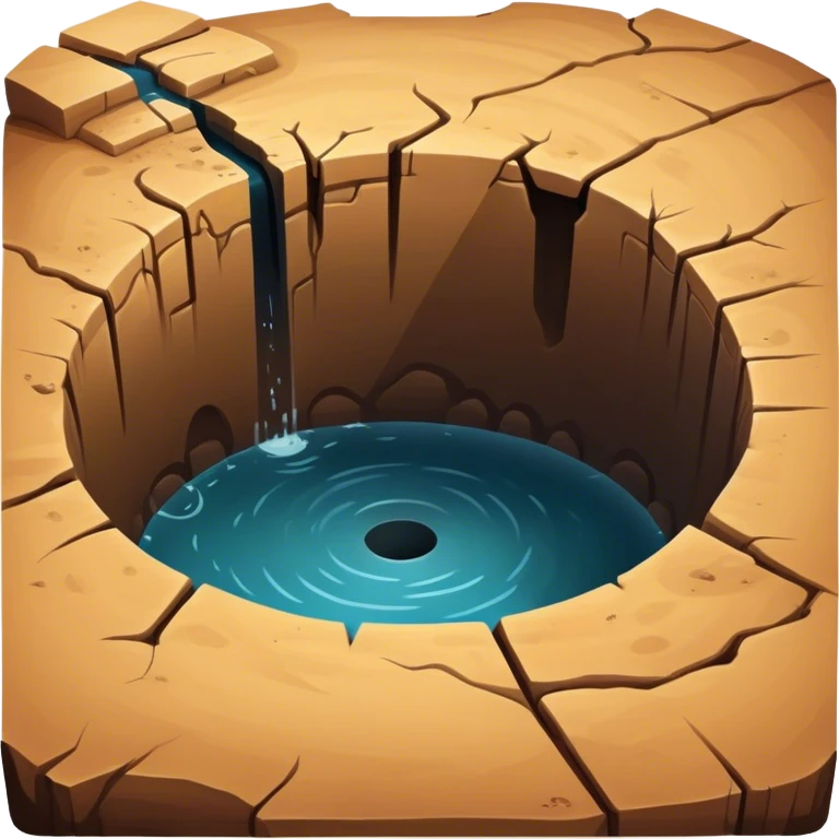 A deep hole or pit in the ground, often symbolizing a gap, depression, or an area of concern in a larger environment emoji