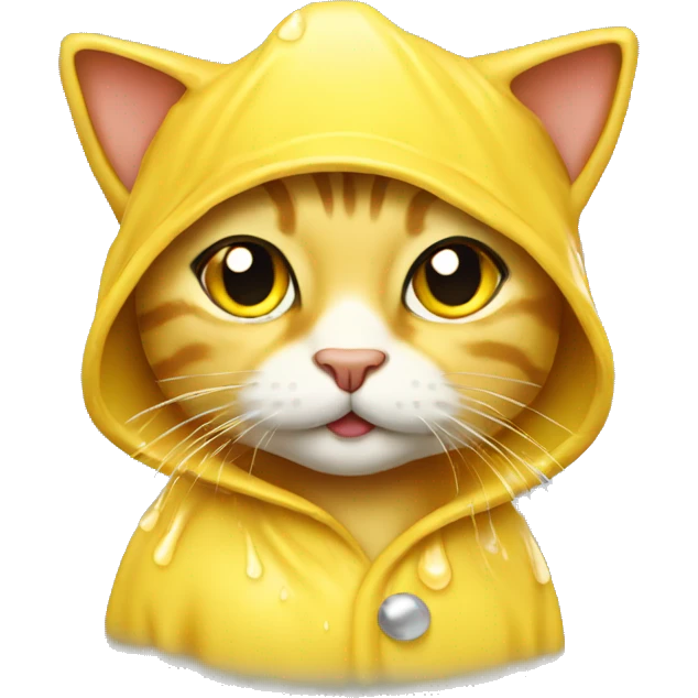 wet yellow cat with shower cap emoji