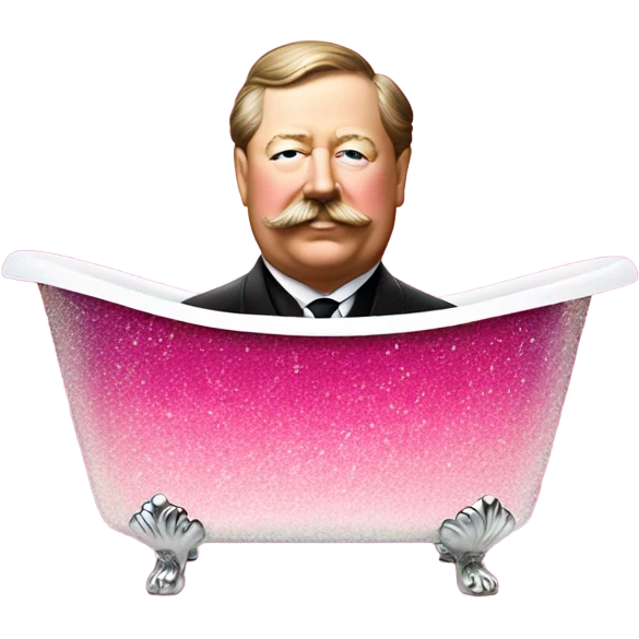 William Howard Taft in pink ombre tub with glitter  emoji