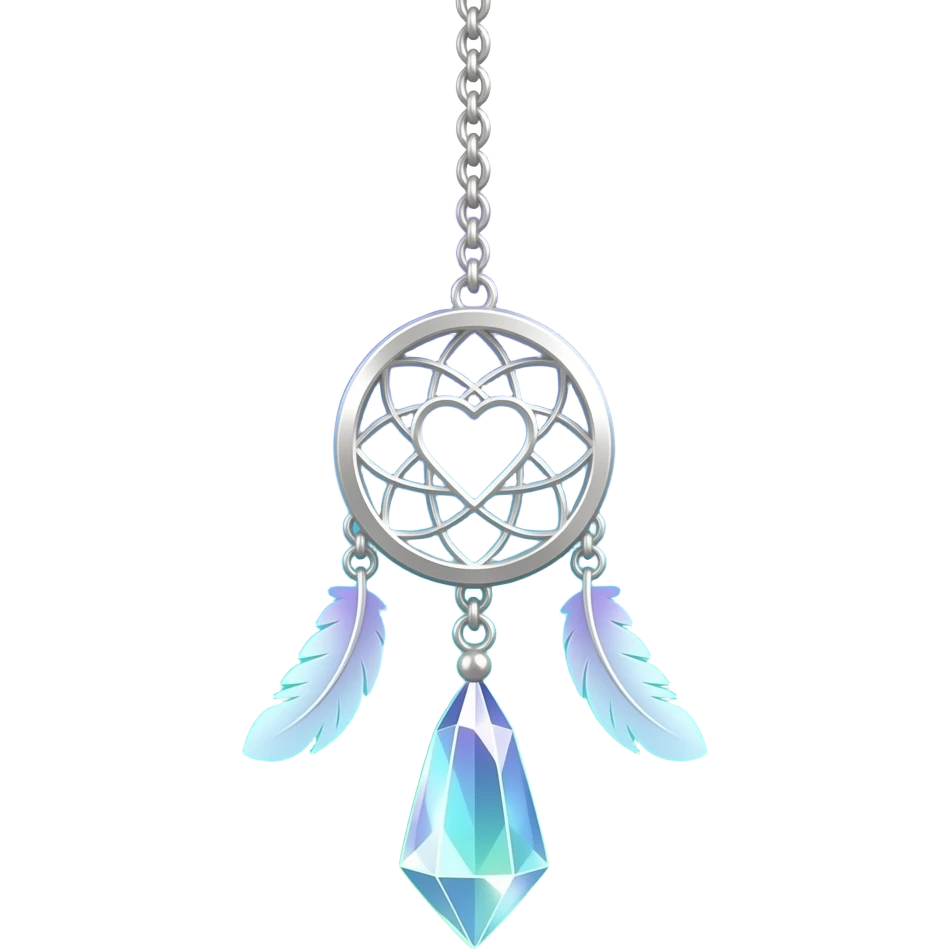 Purple-Blue-cyan-lime-green-gradients and silver cold-cool-colored romantic lush beautiful pretty hanging crystal-catcher aesthetic with hearts and sparkles and feathers emoji