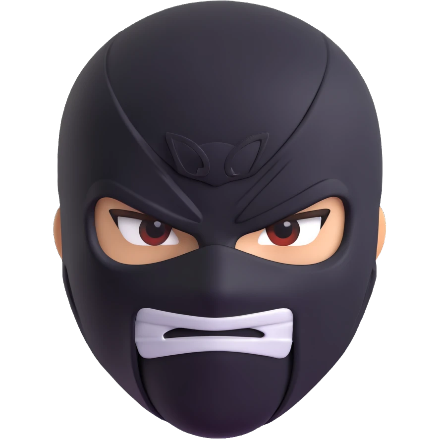 angry ninja emoji, expressive face, black mask, intense eyes emoji