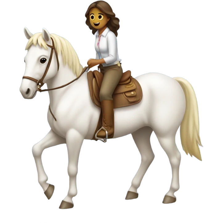 chica montando a caballo blanco emoji
