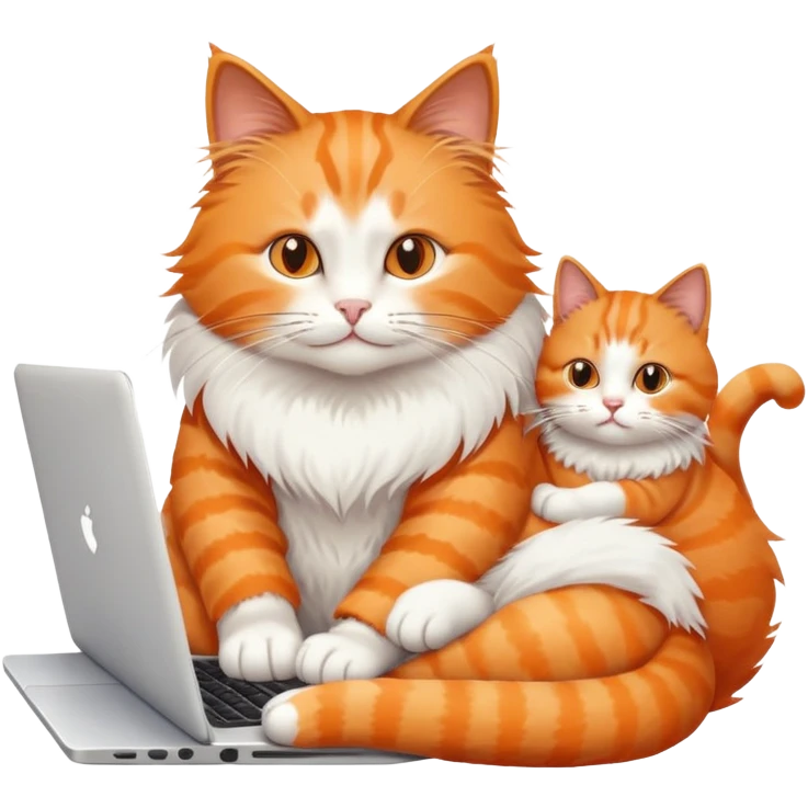 cat sitting on person's lap while working on laptop emoji