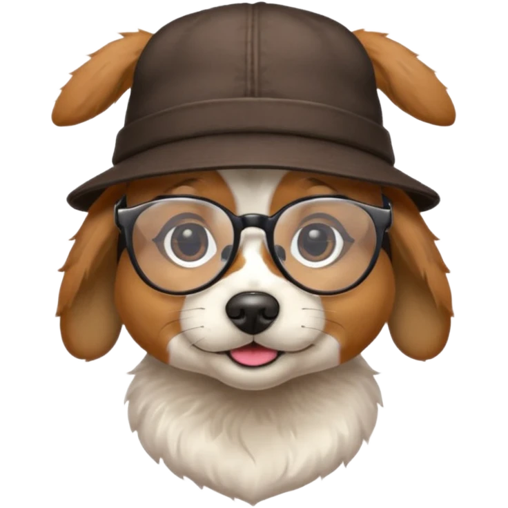 dog wearing a hat and glassess and earrings emoji