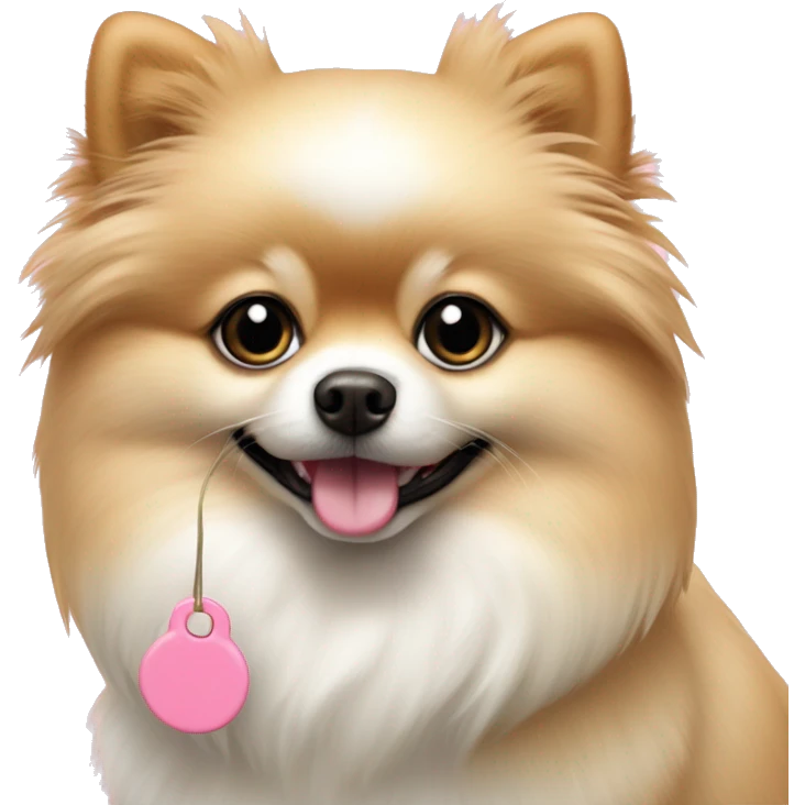 Pomerania crema small, with pink collar with tag emoji