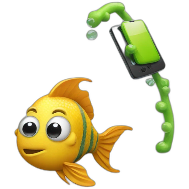 fish grabing a phone emoji