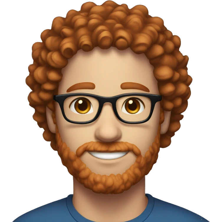 35 years old, male, red hair, curly hair, glasses, blue eyes, light complexion, no beard or mustache emoji