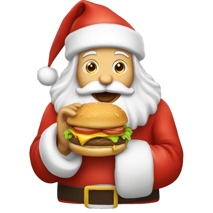 Santa Claus eating a burger emoji