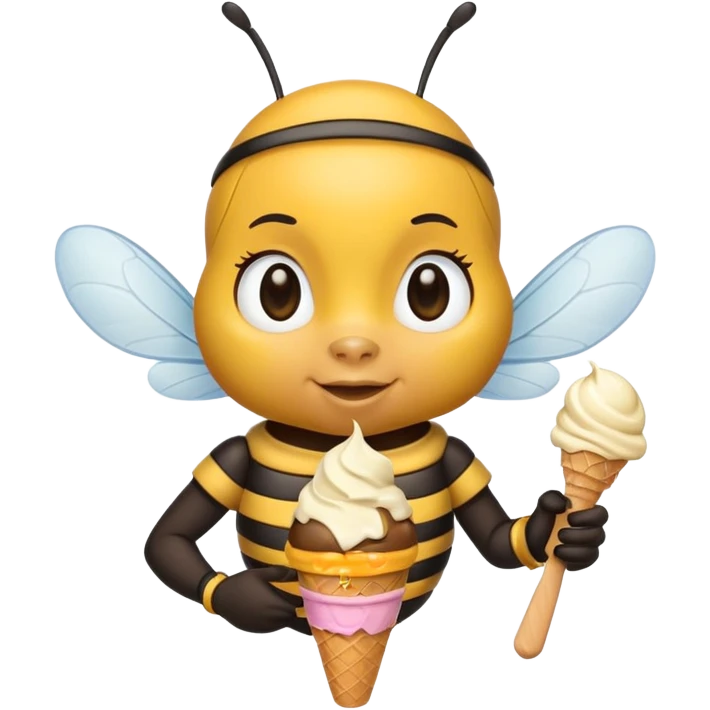 honeybee with ice cream in hand emoji