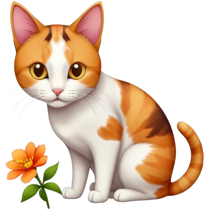 Cat sniffing flower emoji